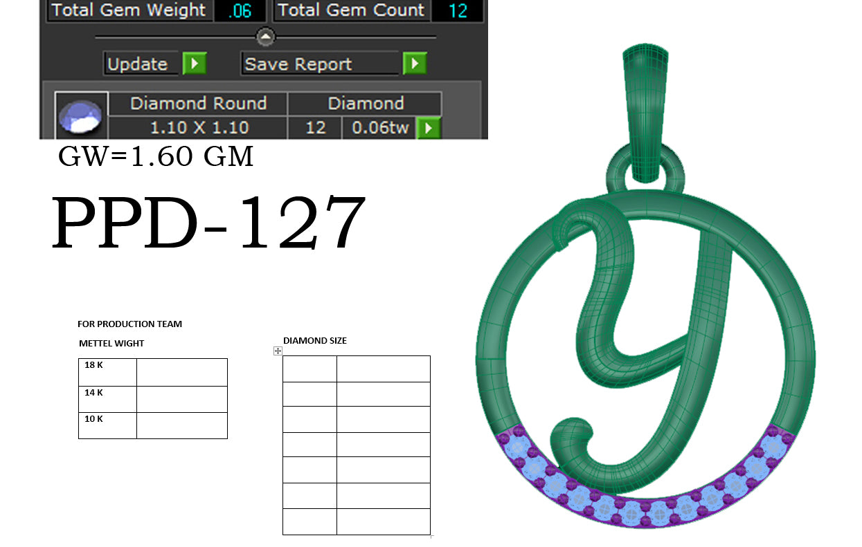 Y Alphabet Designer Pendant dp249