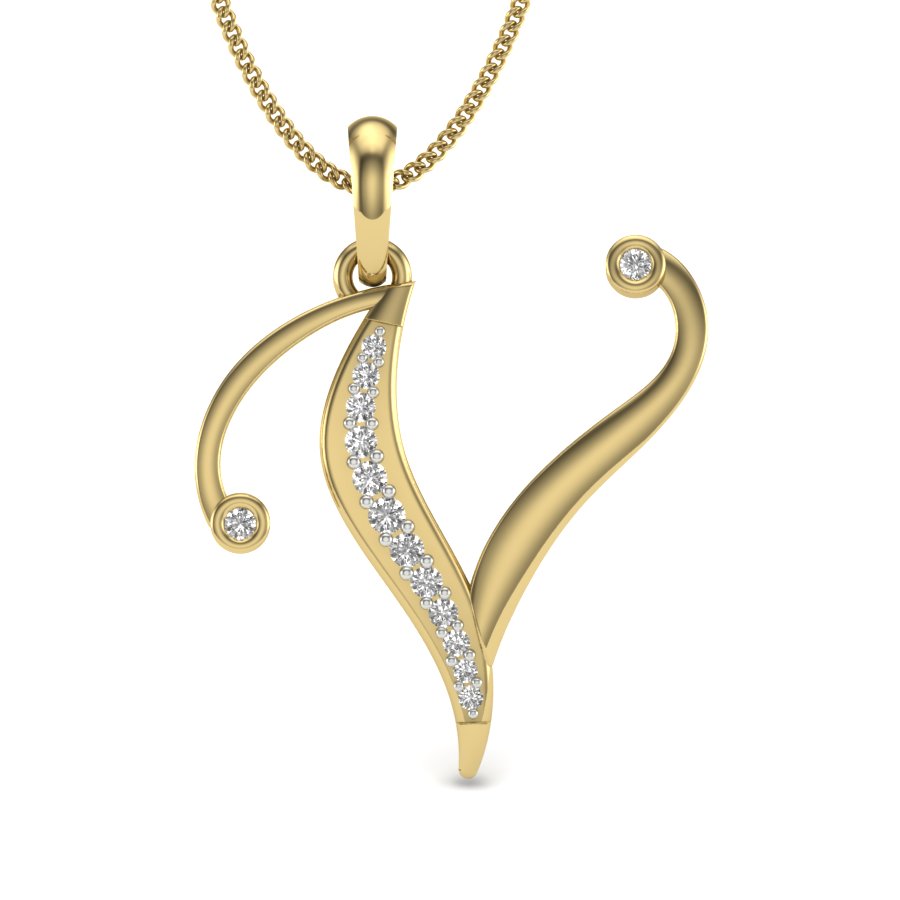 V Alphabet Designer Pendant dp462