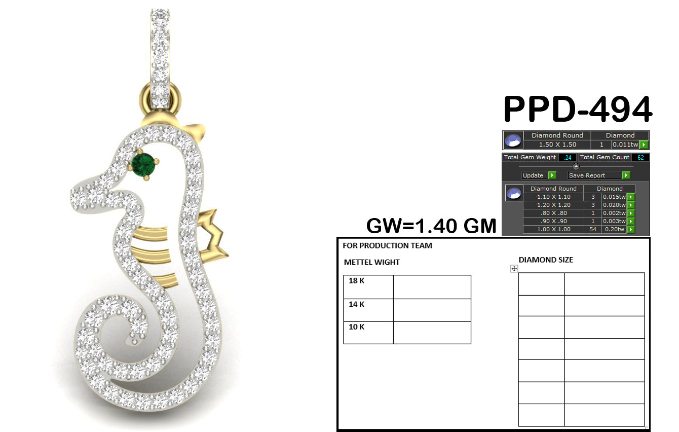 Seahorse Design Pendant dp576
