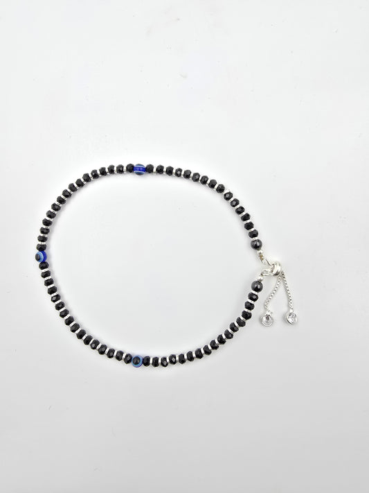 925 Silver Evil Eye Adjustable Anklet  A1