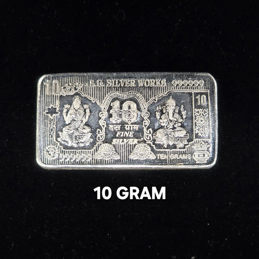 Pure 999 Hallmarked Silver Lord Ganesha & Lakshmi ji 10 grams Coin
