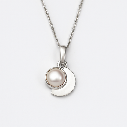 Ardha chandra sacha moti locket in pure silver with certificate