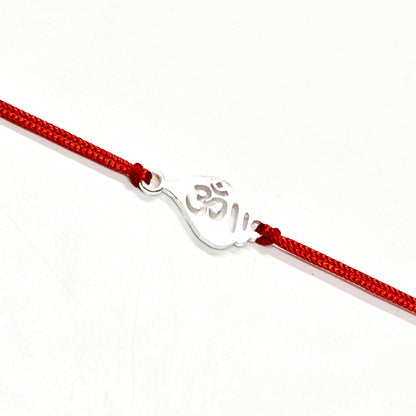 925 PURE SILVER RAKHI WITH THREAD IN "OM" DESIGN