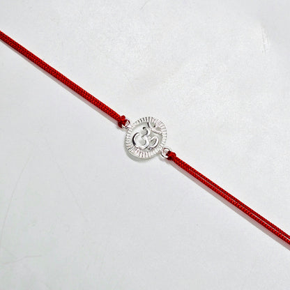 925 PURE SILVER RAKHI WITH THREAD IN "OM" DESIGN
