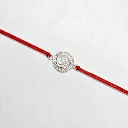 925 PURE SILVER RAKHI WITH THREAD IN "OM" DESIGN