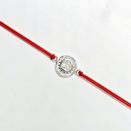 925 PURE SILVER RAKHI WITH THREAD IN "OM" DESIGN