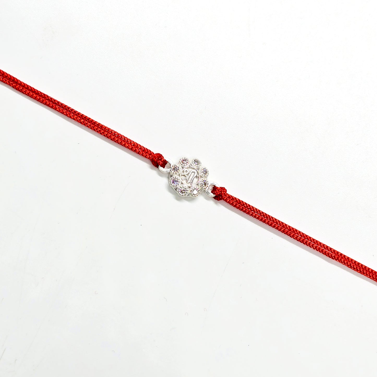 925 PURE SILVER RAKHI WITH THREAD IN "SHREE" DESIGN