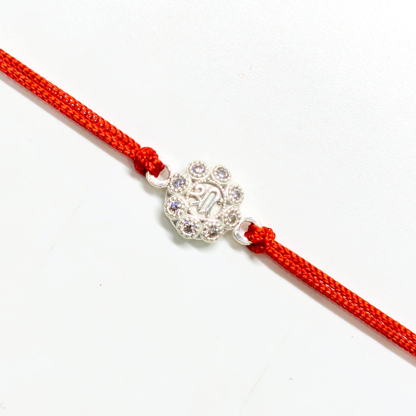 925 PURE SILVER RAKHI WITH THREAD IN "SHREE" DESIGN
