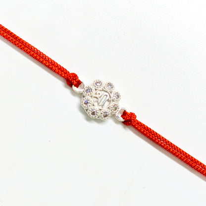 925 PURE SILVER RAKHI WITH THREAD IN "SHREE" DESIGN