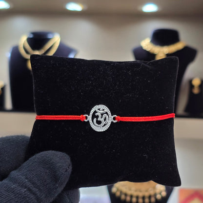 925 PURE SILVER RAKHI WITH THREAD IN "OM" DESIGN