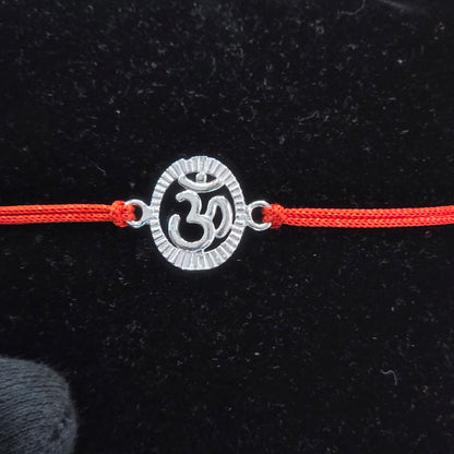 925 PURE SILVER RAKHI WITH THREAD IN "OM" DESIGN