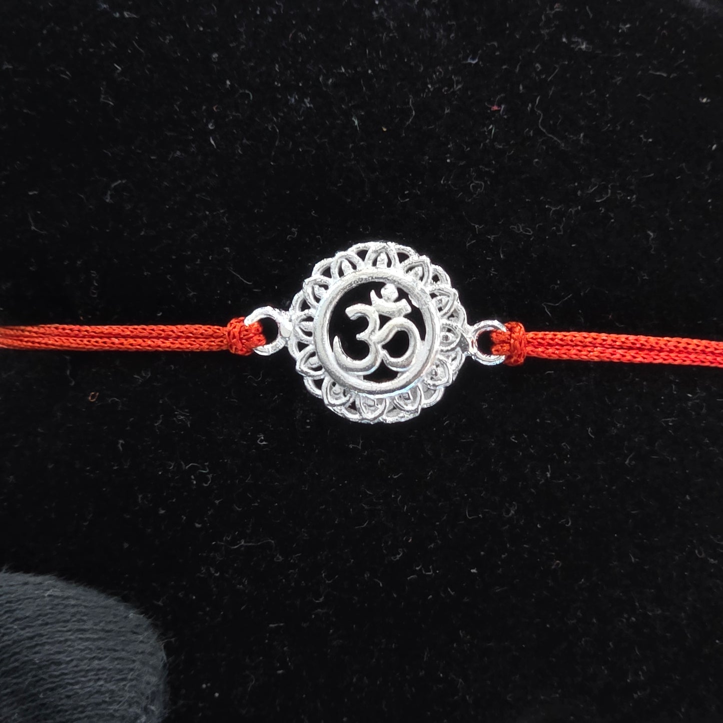925 PURE SILVER RAKHI WITH THREAD IN "OM" DESIGN
