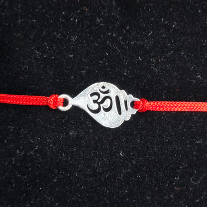 925 PURE SILVER RAKHI WITH THREAD IN "OM" DESIGN