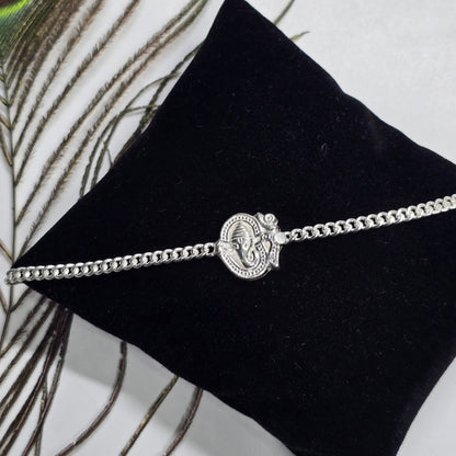 Pure 925 Silver Ganesh Rakhi with Chain