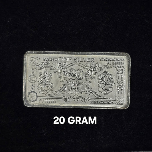 Pure 999 Hallmarked SIlver Lord Ganesha & Lakshmi ji 20 grams coin