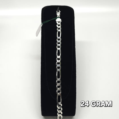 925 Silver Gent's Figaro Bracelet 24 grm