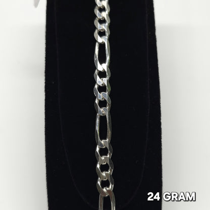 925 Silver Gent's Figaro Bracelet 24 grm