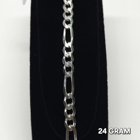 925 Silver Gent's Figaro Bracelet 24 grm