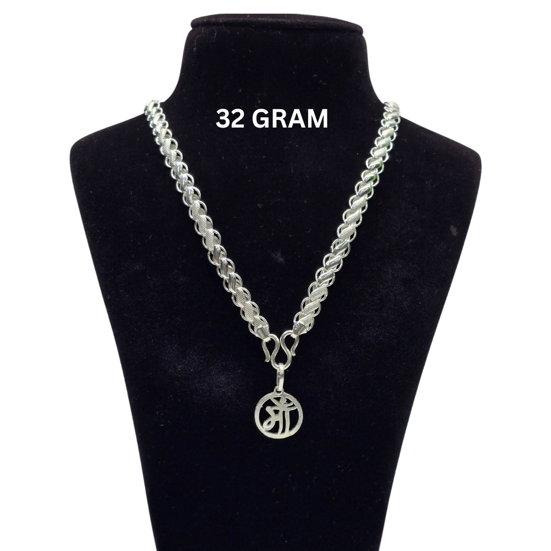 925 Silver Gents Lotus Chain With Pendant wt32