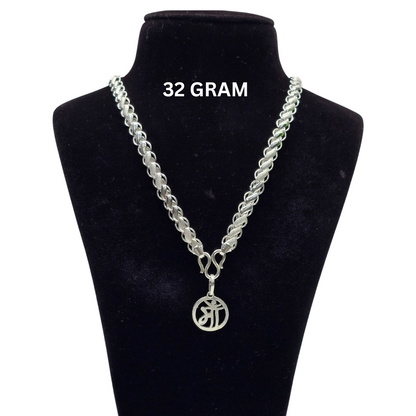 925 Silver Gents Lotus Chain With Pendant wt32