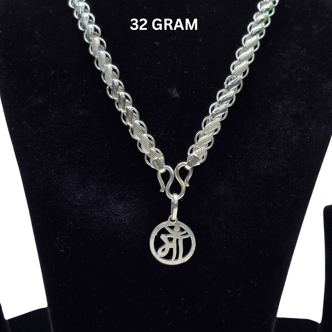 925 Silver Gents Lotus Chain With Pendant wt32