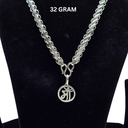 925 Silver Gents Lotus Chain With Pendant wt32