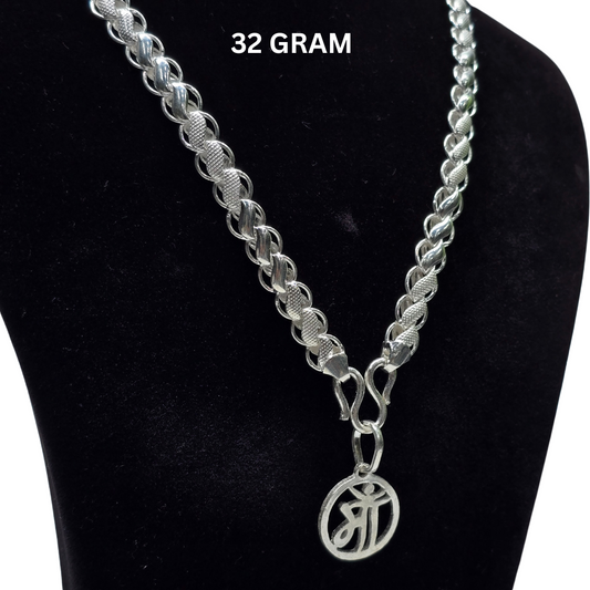 925 Silver Gents Lotus Chain With Pendant wt32
