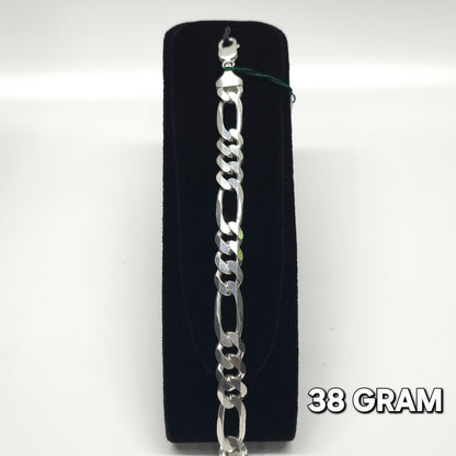 925 Silver Gent's Figaro Bracelet 38 grm