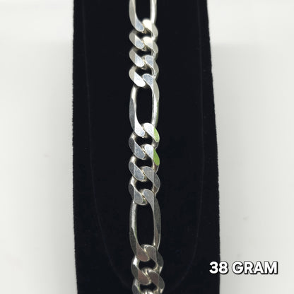 925 Silver Gent's Figaro Bracelet 38 grm