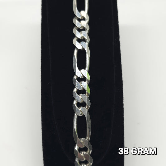 925 Silver Gent's Figaro Bracelet 38 grm