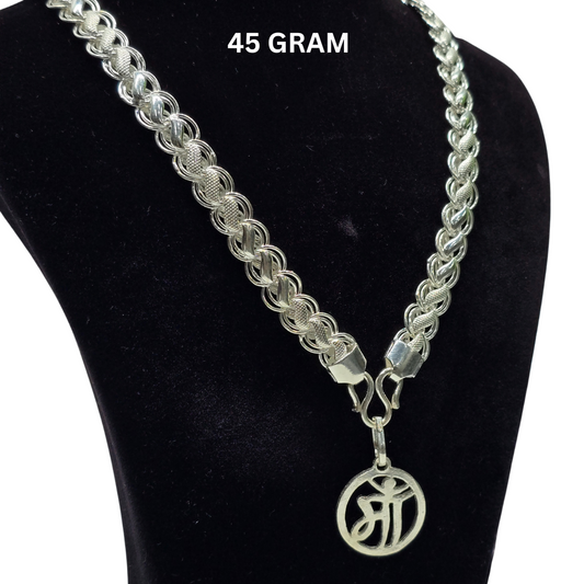 925 Silver Gents Lotus Chain  With Pendant wt45