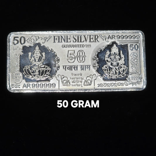 Pure 999 Hallmarked Silver Lord Ganesh aand Lakshmi ji 50 gram coin