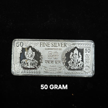 Pure 999 Hallmarked Silver Lord Ganesh aand Lakshmi ji 50 gram coin