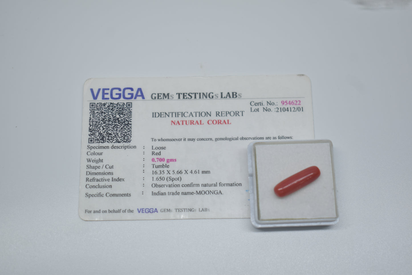 Red Coral Gemstone- Moonga
