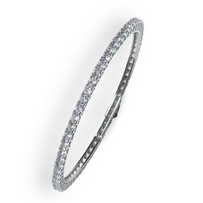 Pure 925 Silver Ladies Bracelet With Diamond Cut Stones