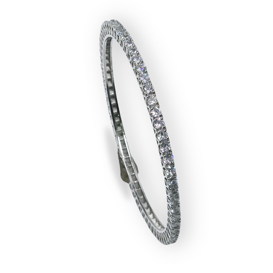Pure 925 Silver Ladies Bracelet With Diamond Cut Stones