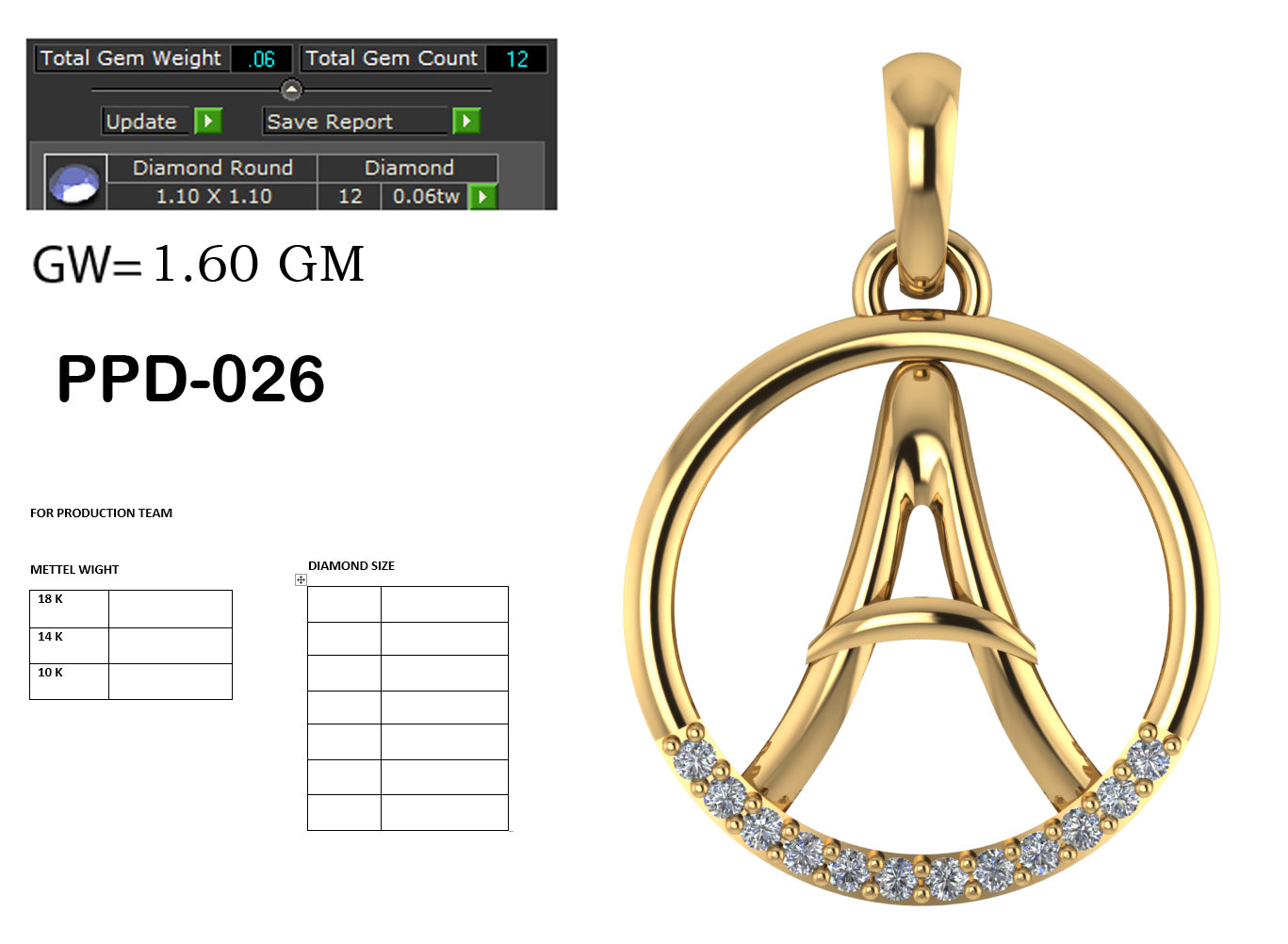 A alphabet shape designer pendant dp343