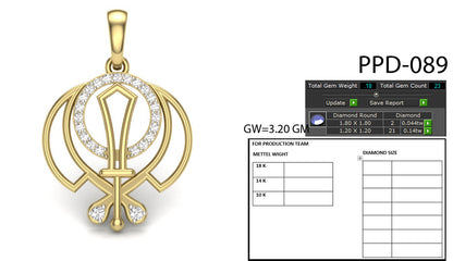 Whayeguru ji Symbol designer pendant dp290