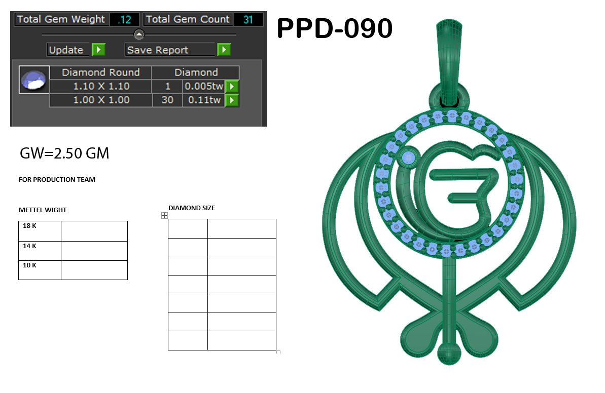 Whayeguru ji symbol designer pendant dp291