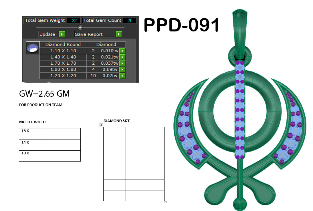 Whayeguru ji symbol designer pendant dp292
