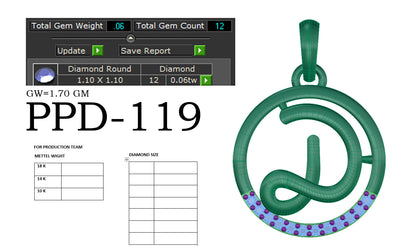 D alphabet shape designer pendnt dp262