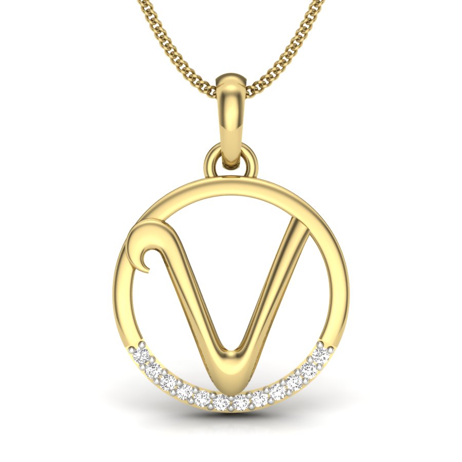 V alphabet shape designer pendant dp266