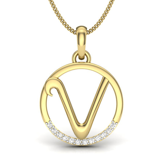 V alphabet shape designer pendant dp266