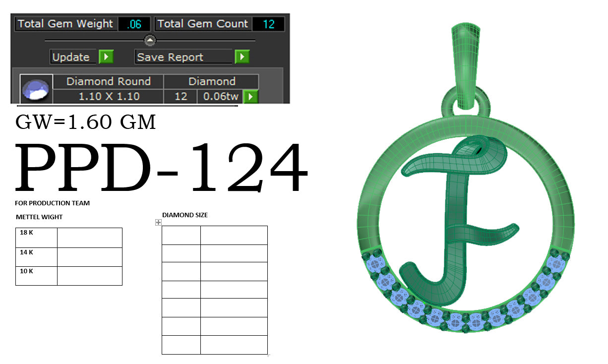F alphabet shape designer pendant dp267