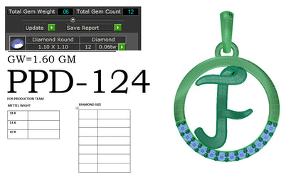F alphabet shape designer pendant dp267