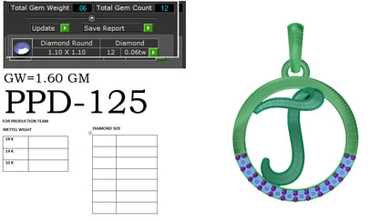 J alphabet shape designer pendant dp270
