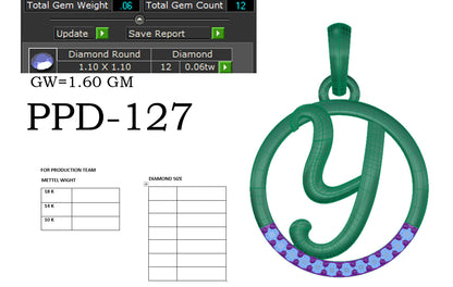 Y Alphabet Designer Pendant dp249
