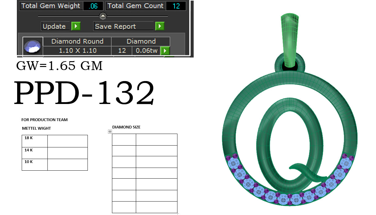 Q shape designer pendant dp254