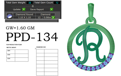 R alphabet designer pendant dp259