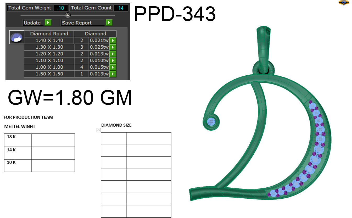 D alphabet shape designer pendant dp426